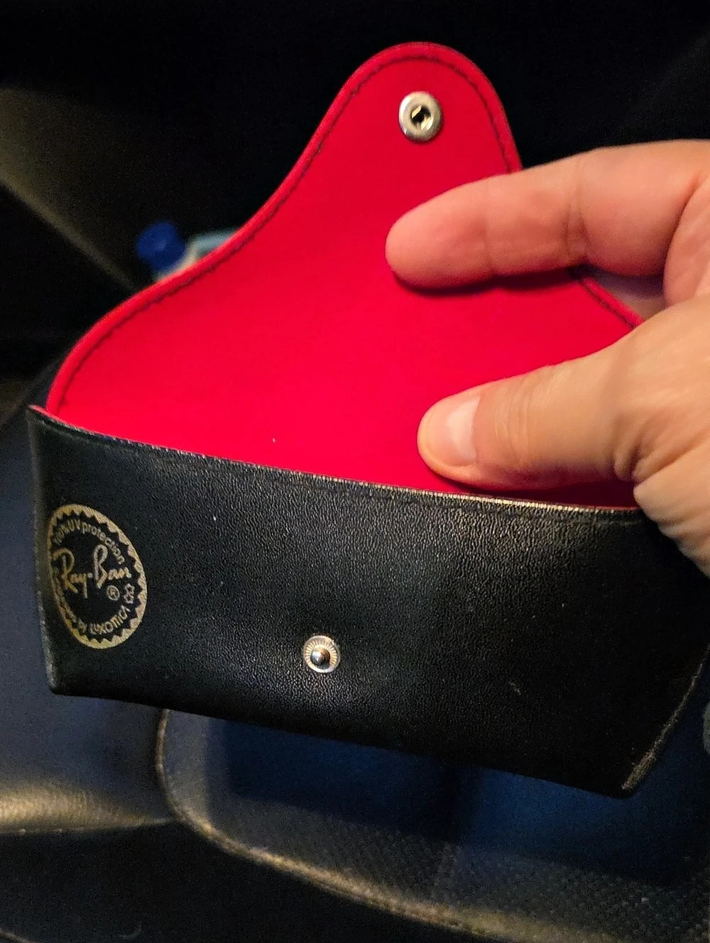 Ray-Ban Leather Sunglass Case Black & Red